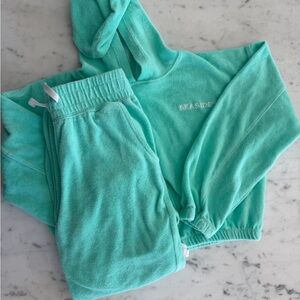 Seaside Terry Aqua Hoodie and Sweatpants Set